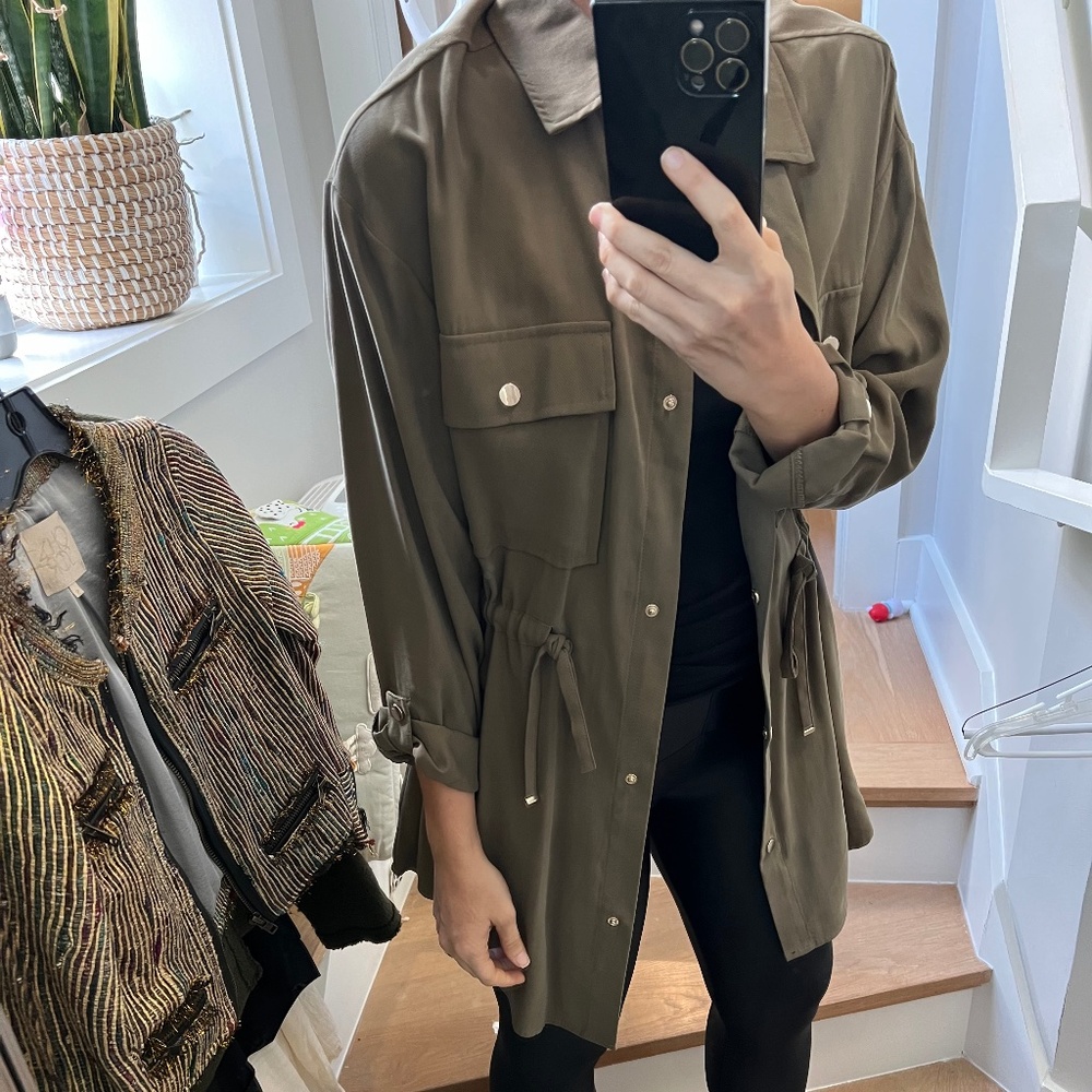 Zara - Button down tunic dress olive